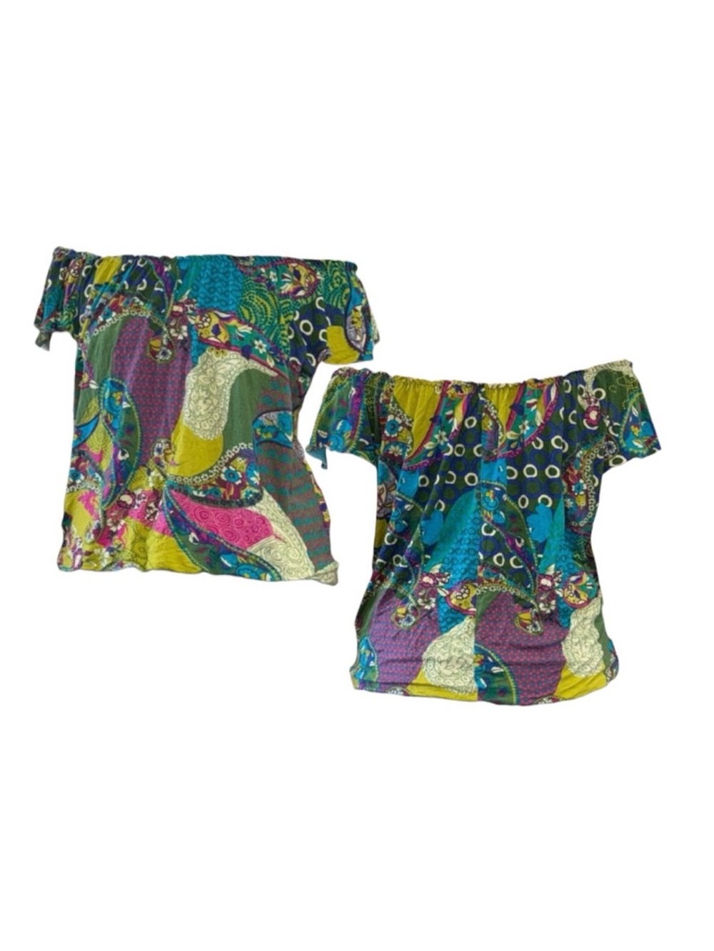 Fever Multicolor Paisley Off-Shoulder Crop Top